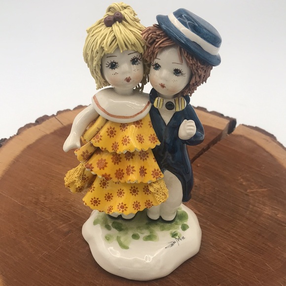 VTG Lino Zampiva Spaghetti Ware Boy & Girl Figurine 6" Signed & Stamped - Picture 2 of 11